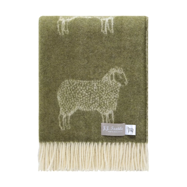 Mossy Green Sheep Wool Throw 