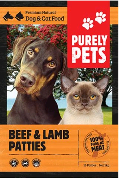 Purely Pets Frozen Beef & Lamb Patties Dog Food 3kg