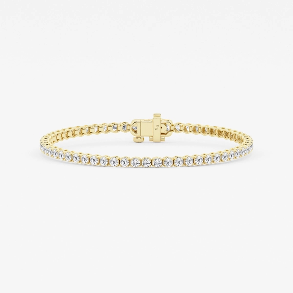 3 ctw Round Lab Grown Diamond Petite Tennis Bracelet - 6 Inches 14K Yellow Gold, F, VS2