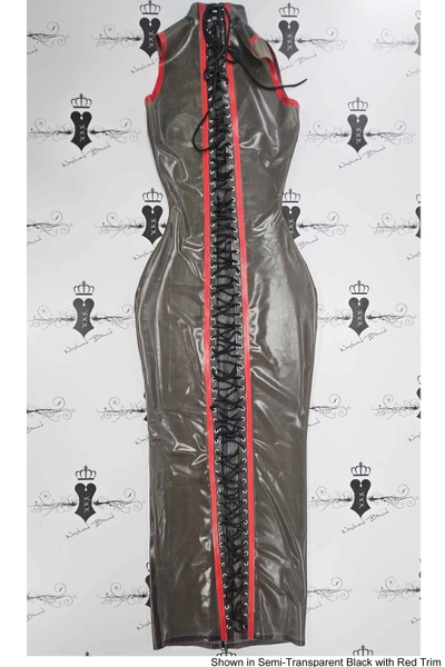 R0928 X-Treme Latex Rubber Hobble Cocktail Dress. Sizes still available: UK 08
