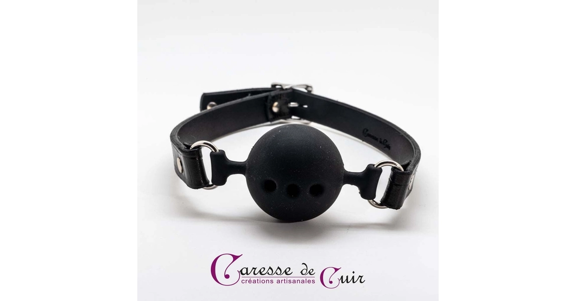 Bâillon grande boule cuir et silicone