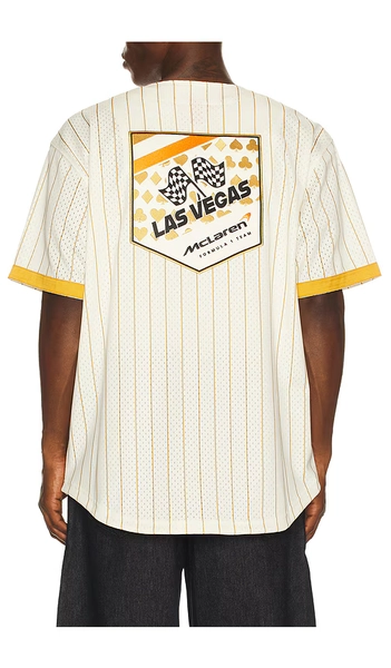 Mitchell & Ness x McLaren Formula 1 Mesh Button Front Jersey in Cream. - size M