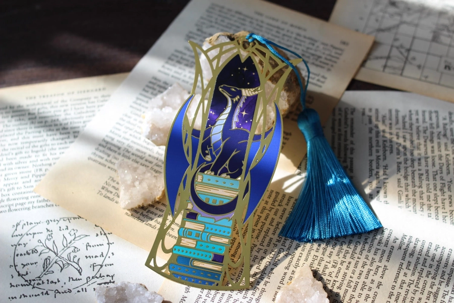 Midnight Drake metal bookmark