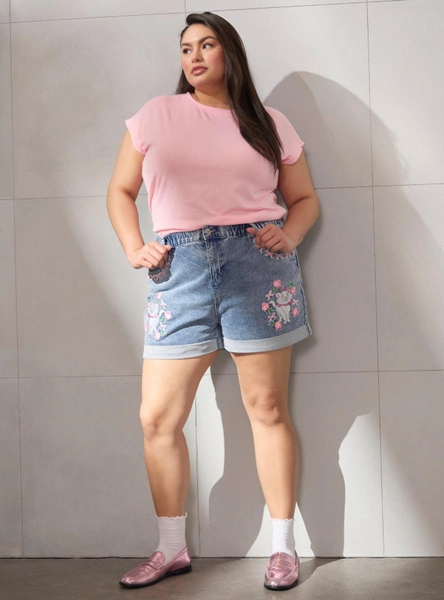 Disney The Aristocats Marie Floral High Waisted Women's Plus Size Shorts - BoxLunch Exclusive