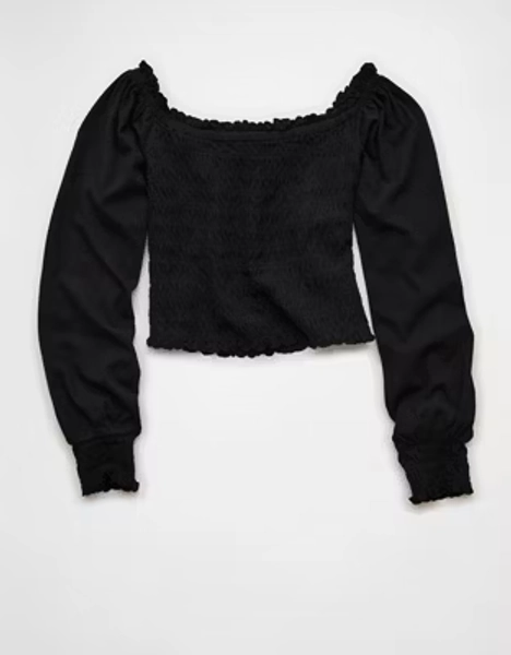 AE Sunchaser Off-the-Shoulder Smocked Tee