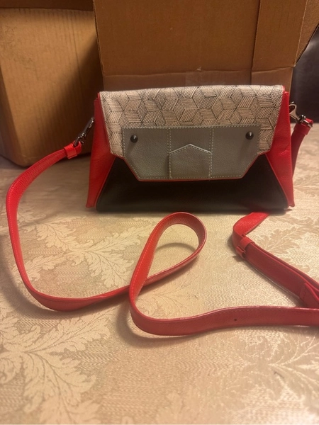 Rare Min & Mon Geometric Studded Leather Crossbody Shoulder Bag Purse Multicolor