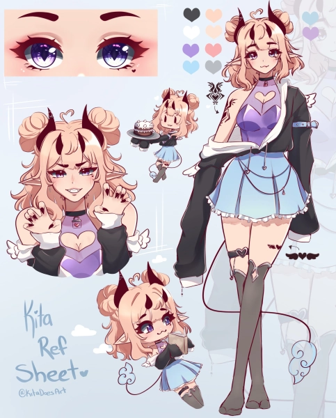 Character reference sheet sketch by kitadoesart (@kitadoesart)