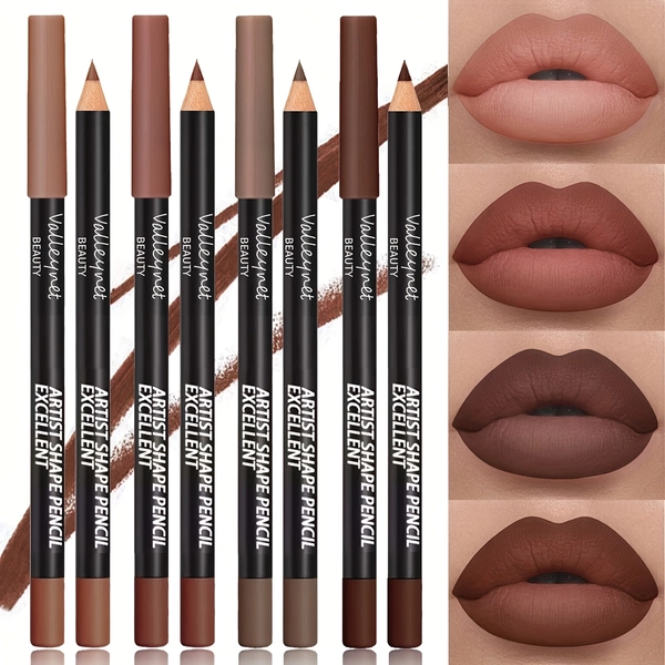 4pcs/set Lip Liner Set and Eyeliner Set Long-lasting Matte, Brown, Purple,  Series, Waterproof Lipstick 2in 1 Eyeliner and Lip Liner Waterproof Lip Liner Set Women's Lip Cosmetics Matte Lip Makeup Pencil