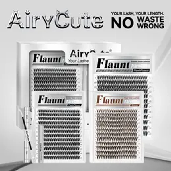 Flaunt & Short Flaunt & Brown Flaunt| AiryCute Upgrade U Lashes with Ultra-Dense, Waterproof, Long-Lasting Lashes | Flora | Natural Daily, Volume Style | Beginner-Friendly DIY Lashes for a Flawless, Voluminous Look | Trendy & Must-Have Clusters
