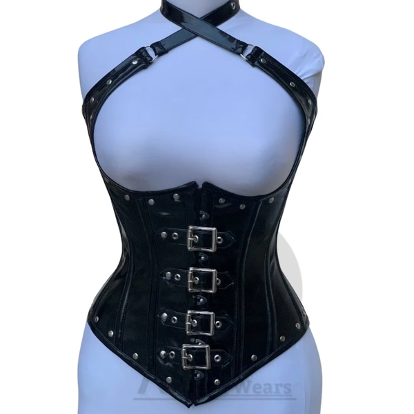 Handmade Black PVC Corset: Steel Boned Underbust Waist Cincher - Etsy