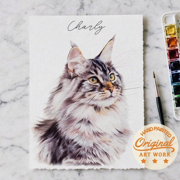 100% Hand-Painted Watercolor Portraits,Custom Pet Portrait,Using Pet Photo,Cat Portraits,Dog Portraits,Custom Pet Memorial Art,Pet Loss Gift