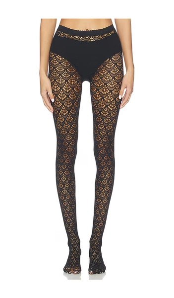 Wolford Mermaid Net Tights in Black. - size M