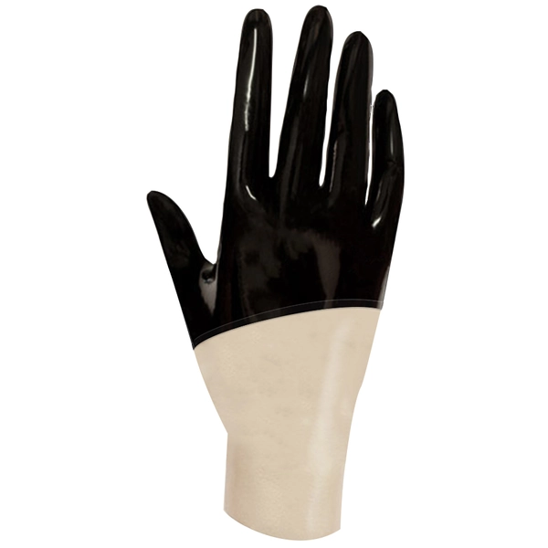 Latex Handmade Cropped Wrist Gloves in supatex black