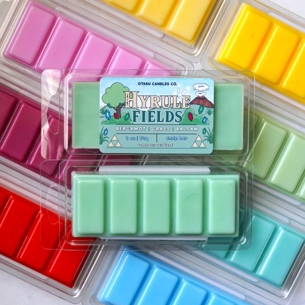 Hyrule Fields Wax Melt | LoZ Gaming Wax Melt | Ocarina of Time Inspired Wax Melt | Bergamot, Grass & Balsam  2 oz Vegan Snap Bar