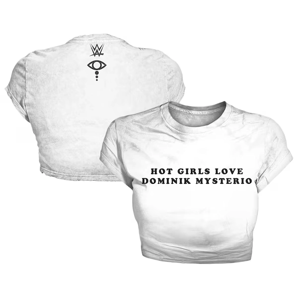 Women's White Liv Morgan Hot Girls Love Dominik Mysterio Baby Cropped T-Shirt