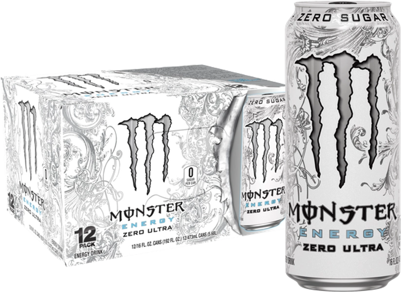 Monster Energy, Zero Ultra, Sugar Free Energy Drink, 12 Pack - 16 Fl Oz