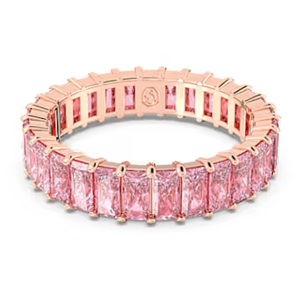 Matrix ring, Baguette cut, Pink, Rose gold-tone plated