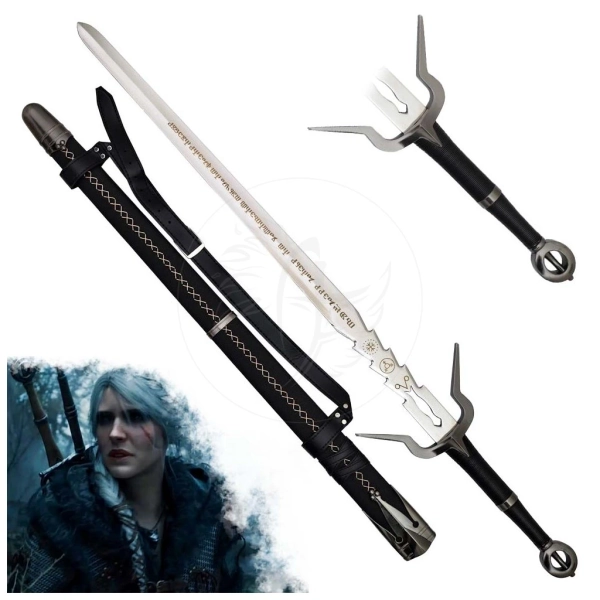 Ocelový meč Ciri "ZIRAEL V2" se zádovým závěsem - Zaklínač / The Witcher 4 | ArmyFantasy.cz