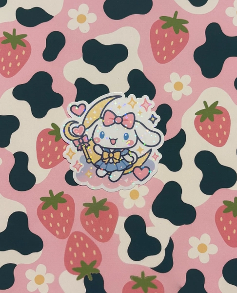 Cinnamoroll Sailor Moon Holographic Sticker – Magical Girl Sanrio Collab | Waterproof, Sparkly & Kawaii Vinyl Decal
