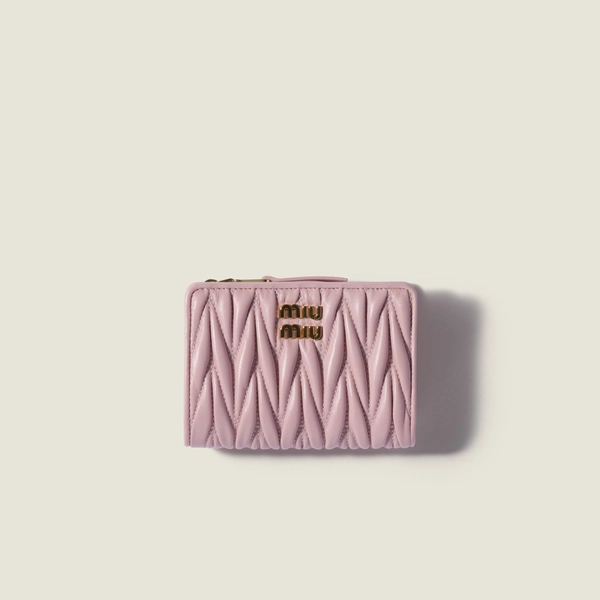 Matelassé nappa leather small wallet