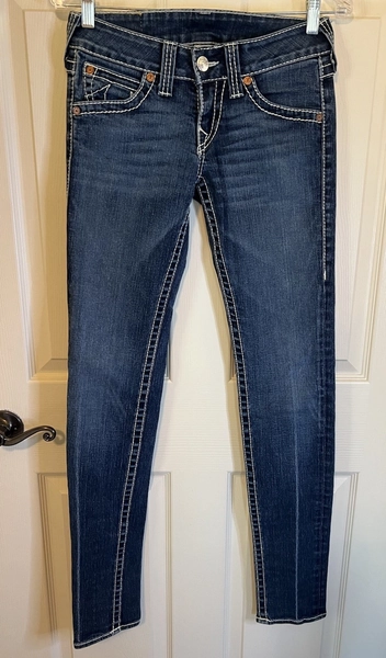 True Religion Jeans Low Rise Skinny With Flaps Denim Women’s Size 27