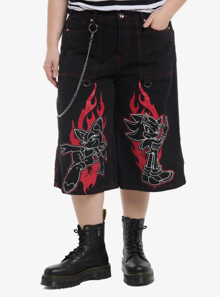 Sonic The Hedgehog Shadow & Rouge Jorts With Side Chain Plus Size