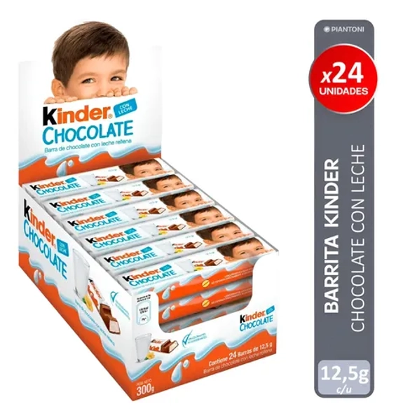 Kinder Barrita De Chocolate Con Leche Caja X24 Unidades