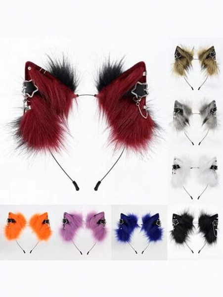 1PC Cute Sexy Fox Ear Theme Party Headpiece, Metallic Vibe Stage Cosplay Headdress, Cat Decorative Hairband Halloween