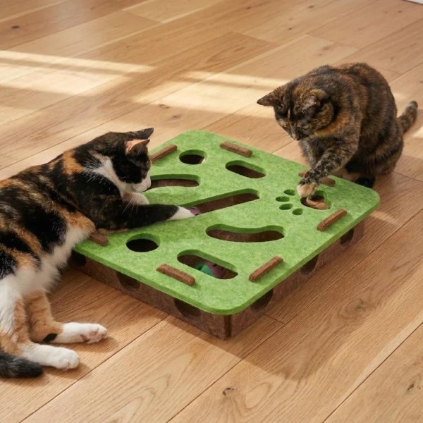 Interactive Felt Cat Puzzle Toy Box – Indoor Enrichment Maze With Balls, Bell & Scratching Exercise Toy for Cats and Kittens - Etsy Poland