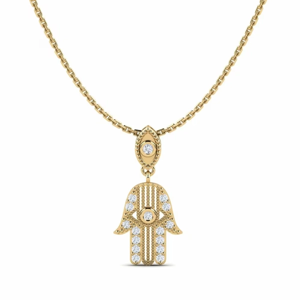 18K Yellow Gold Round Diamond Pendant Jhaddeus