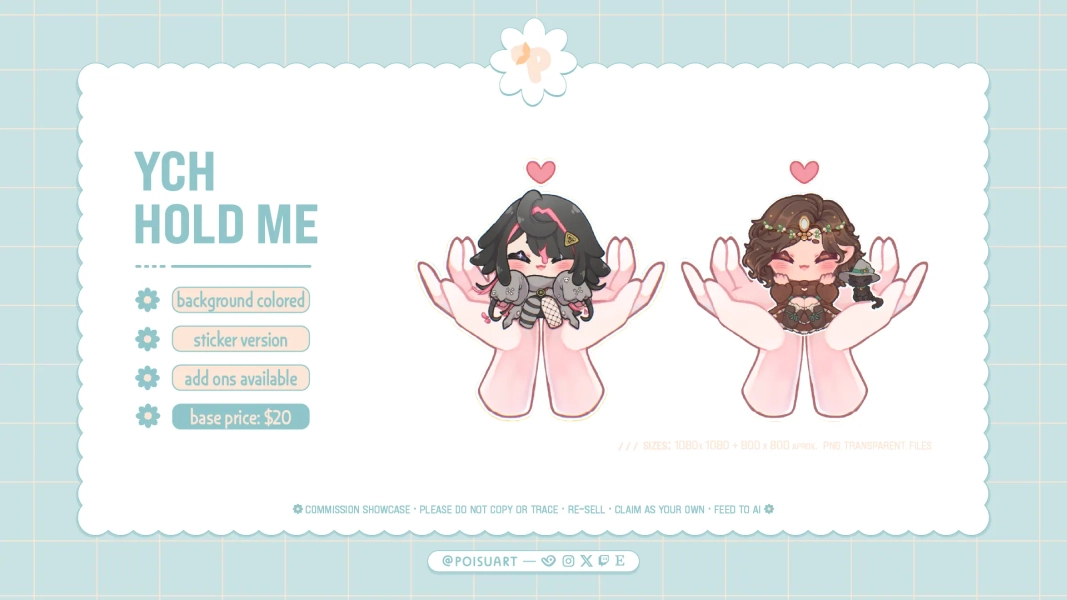 YCH - Chibi Hold me by Poisu🌼 (@Poisuart)