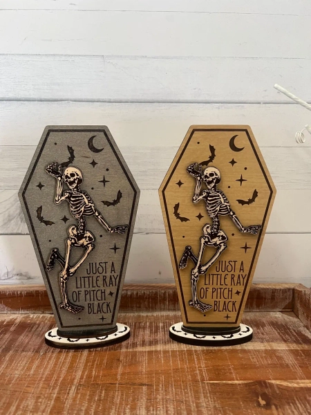 Pitch Black Coffin Decor: Little Ray of Darkness, Gray or Wood - Etsy