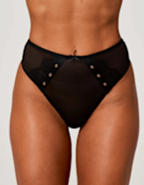 Laced Up Thong in Black by Scantilly