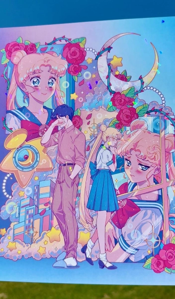 Usagi and Mamoru Break Up Holographic Print