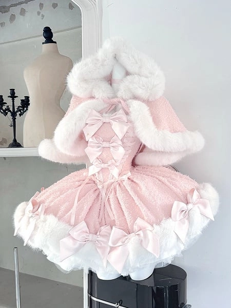 V-Day Pink Bows Dress + Cape FULL SET