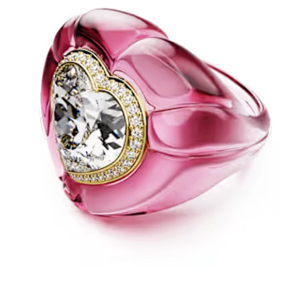Bague cocktail Dulcis, Taille cœur, Pavé, Cœur, Rose