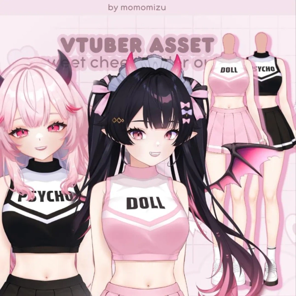 Doll & Psycho Vtuber Outfit – Rigged Full Body Asset - Etsy