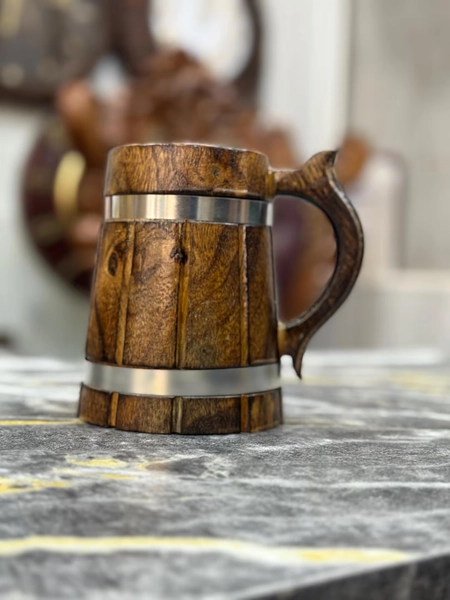 Handcrafted Wooden Beer Mug: Rustic Viking Tankard With Stainless Steel Lining - Etsy.de