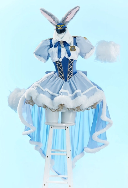 Judy Derivative Kawaii Lolita Dress Cosplay Winter Christmas Dress with Train and Hat