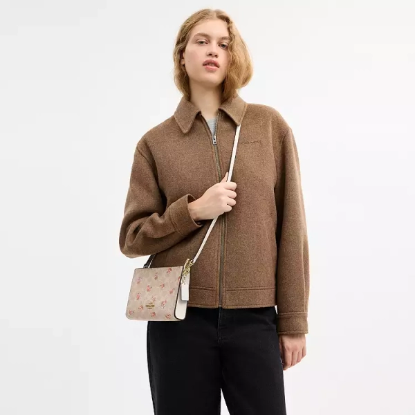 Slim Crossbody Bag In Signature Canvas With Floral Print