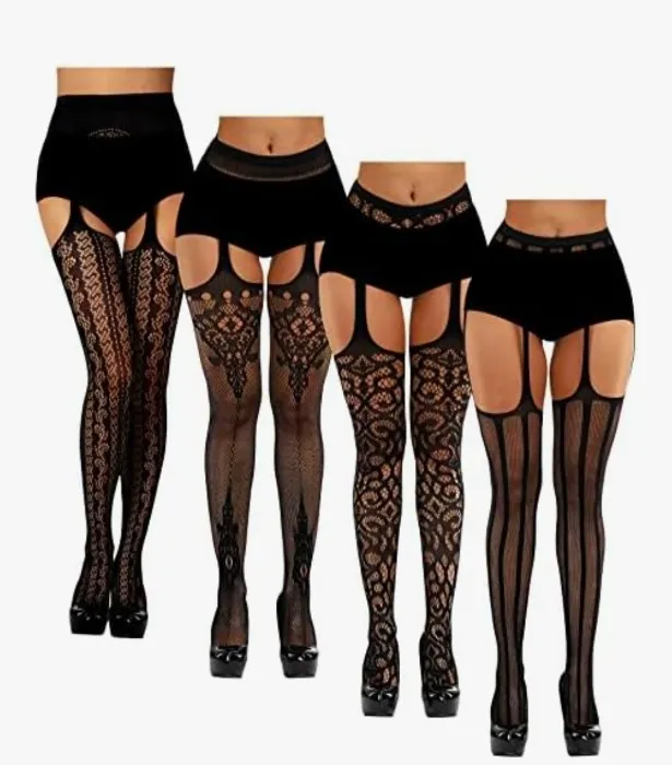 Chalier Fishnet Stockings Tights Suspender Pantyhose Lace Thigh High Stockings for Women, Black, One Size : Amazon.com.au: Clothing, Shoes & Accessories