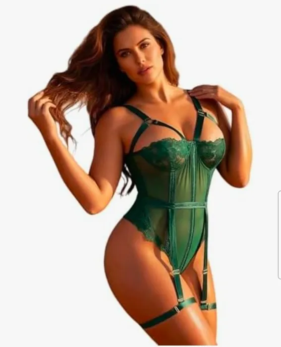 ohmydear Women's Lingerie Sets with Garter Belt Sexy Lace Bodysuit Plus Size Strappy Teddy Babydoll Snap Crotch Underwear Set with Thigh Cuffs Size 12-14 Green : Amazon.com.au: Clothing, Shoes & Accessories