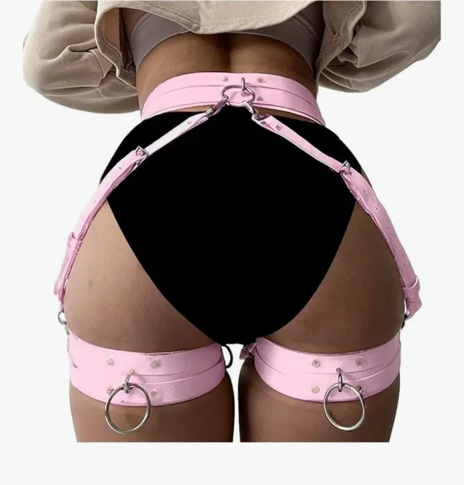 Women's Gothic Leather Thigh Harness – Adjustable Leg Garter Belt for Lingerie, Cosplay, Carnival & Punk Party Outfits, Pink, One Size : Amazon.com.au: Clothing, Shoes & Accessories