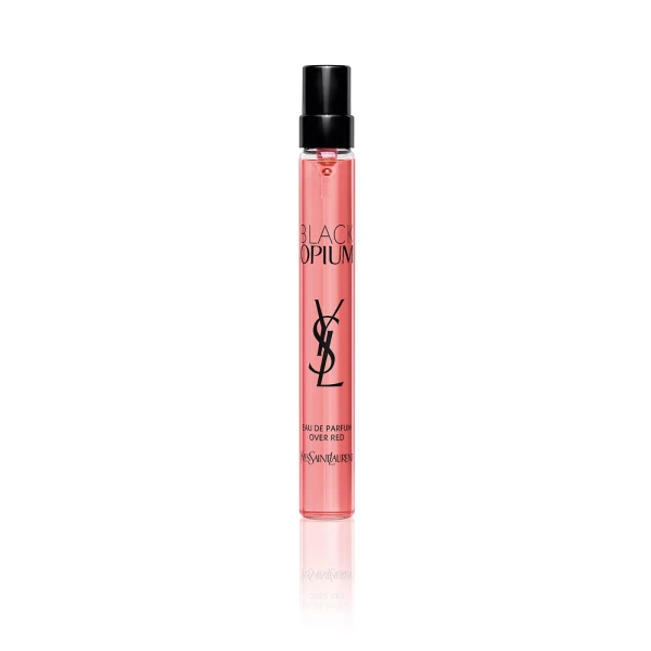 Yves Saint Laurent Black Opium Eau de Parfum Over Red Travel Spray with Cherry & Coffee
