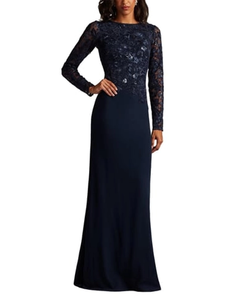 Tadashi Shoji Women's Forena Embroidered Crepe Gown - Navy