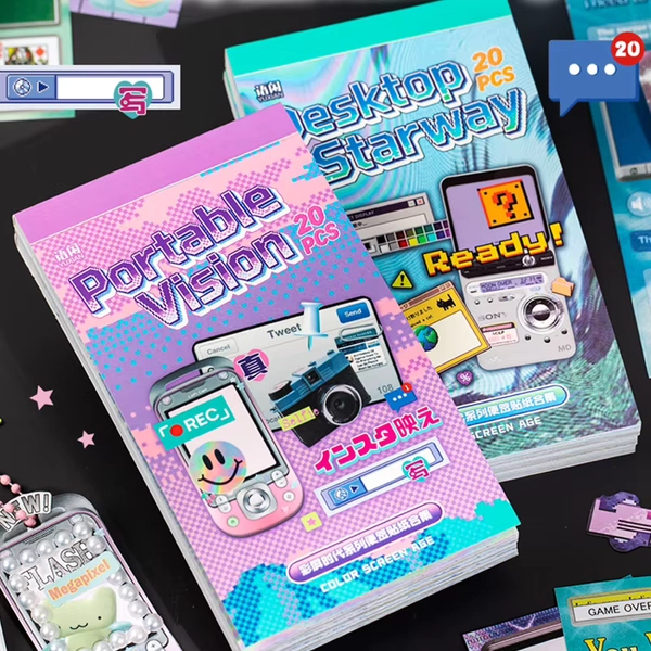 Y2K Millennium Retro Digital Window Sticky Note Sticker Book, Nostalgic Collage Materials for Journals, Gifts for Birthdays - AliExpress 21