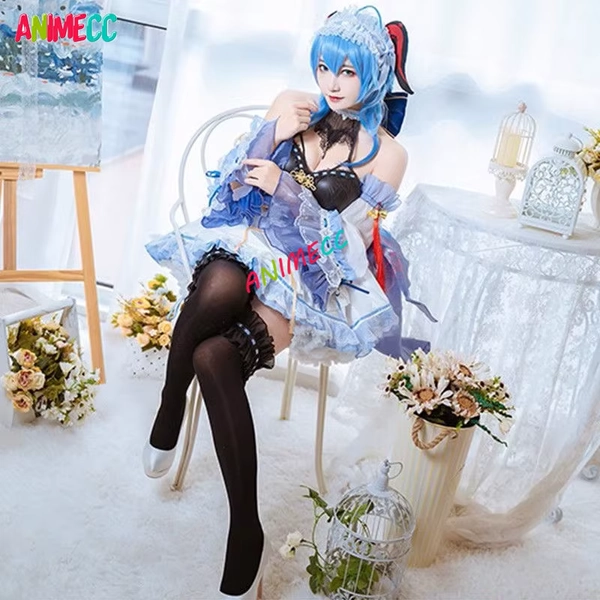 ANIMECC en Stock, Disfraz de Ganyu Talla S-M, Vestido de Sirvienta con Peluca, Pelucas de Cosplay del Juego Genshin Impact, Atuendos de Halloween para Mujer - AliExpress 