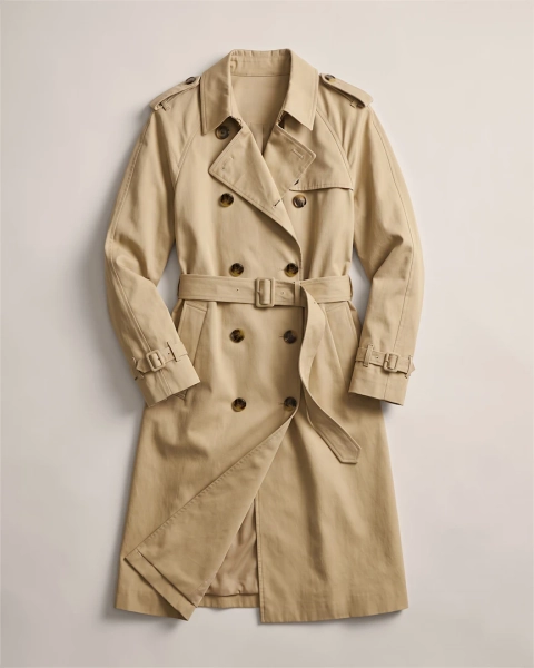 Comfort Stretch Long Trench Coat in Dark Khaki