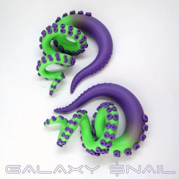 The Pastel Goth Tentacle Gauges Earrings Plugs Fake Gauges 6G, 2G, 0G, 00G, 3/8", 1/2", 9/16", 5/8", 3/4", 7/8", 1"