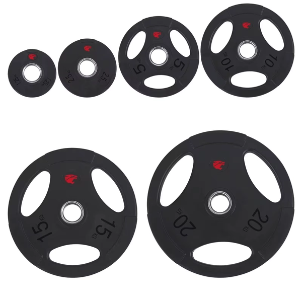 Set 105kg Discos de Goma 3 Asas 50mm Profesionales Fitness Tech | Decathlon